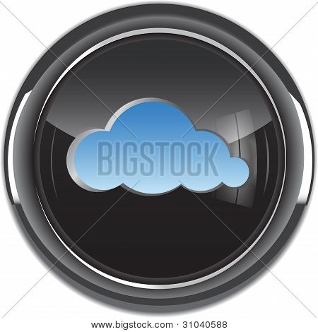Picture or Photo of Cloud computing icon/button with cloudscape cutout. Vector illustration