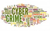 stock photo of trojan  - Cyber crime concept in word tag cloud isolated on white background - JPG 