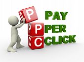 pic of illustration  - 3d person placing ppc pay per click cubes - JPG 