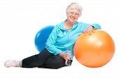 image of rest  - senior woman resting after exercises In gym - JPG 
