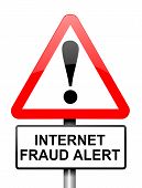 image of fraud  - Illustration depicting red and white triangular warning road sign with an internet fraud concept - JPG 