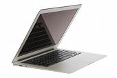 picture of mac  - Modern popular laptop thin and light with clipping path and white screen isolated on a white background - JPG 