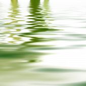 image of tranquil  - Reflection of greenery mirrored on the surface of calm rippled water for a background of tranquillity and wellbeing - JPG 