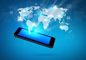 picture of technology  - Modern communication technology mobile phone with social network - JPG 