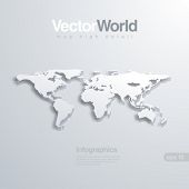 foto of map  - World map 3D vector illustration - JPG 