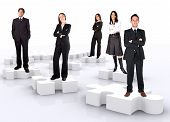 pic of business concept  - business teamwork on puzzle pieces over a white background - JPG 