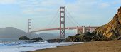 stock photo of bridge  - The Golden Gate Bridge is a suspension bridge spanning the Golden Gate - JPG 