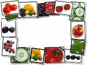 picture of food  - Healthy food concept film plates with fresh food images frame on white background - JPG 