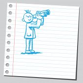 stock photo of man  - Sketch of a man with binoculars - JPG 