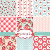 picture of  photo  - Shabby Chic Rose Patterns and seamless backgrounds - JPG 