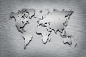 stock photo of world  - Metal World Map on metal background - JPG 