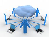 stock photo of clouds  - Image of  Cloud Computing Concept in 3D style - JPG 