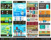 One page website flat UI design template SET 1. It include a lot of flat stlyle icons, forms, header, footeer, menu, banner and spaces for pictures and icons all in one page.