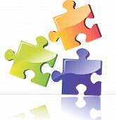 picture of puzzle  - Illustration of three colour puzzle boards with building - JPG 