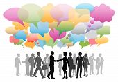image of teamwork  - Business social media people network in a cloud of company speech bubbles colors - JPG 