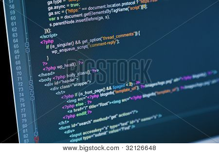 Picture or Photo of Code of web page displayed on a computer monitor