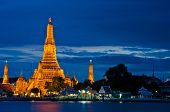 foto of holidays  - Wat Arun The Temple of Dawn at twilight view across river - JPG 
