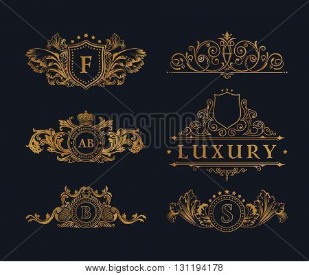 vintage gold logo elements flourishes calligraphic ornament