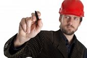 stock photo of construction worker  - An image of planner drawing with a pen - JPG 