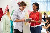 picture of meeting  - Man And Woman Meeting In Fashion Design Studio - JPG 