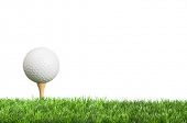 picture of golf  - Golf ball on tee with white background for copy space - JPG 