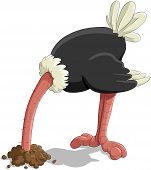 stock photo of sand  - The ostrich has buried a head in sand - JPG 
