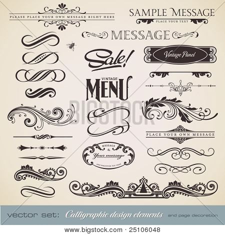 Picture or Photo of Vector set: calligraphic design elements and page decoration (3) - lots of useful elements to embellish your layout