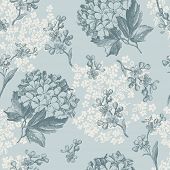 foto of tiles  - retro floral pattern with viburnum flowers and forget - JPG 