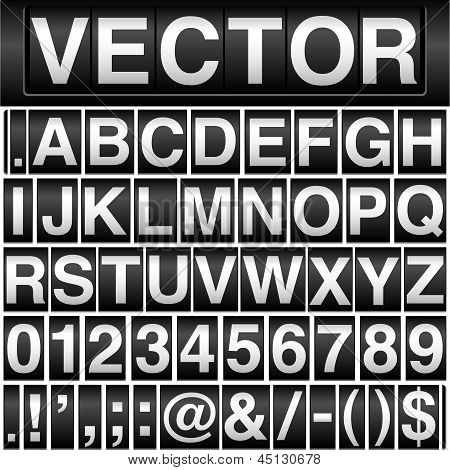 Picture or Photo of Vector odometer background with interchangeable letters, numbers, punctuation and currency symbols.  Letters, numbers and symbols fit together perfectly.