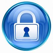 foto of locking  - Lock icon blue isolated on white background - JPG 