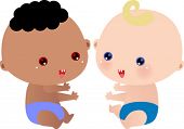 stock photo of africanamerican  - Two little interracial babies vector - JPG 