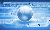 image of globe  - Blue globe on the digital technology background - JPG 
