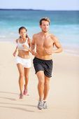stock photo of fitness  - Couple running  - JPG 
