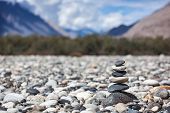 picture of steady  - Zen balanced stones stack in Himalayas mountains - JPG 