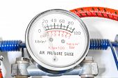 stock photo of pressure  - The closeup of an air pressure gauge - JPG 