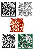 pic of religion  - Celtic totems with heron birds and ornamental elements for medieval culture or religion design - JPG 