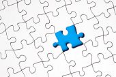 stock photo of puzzle  - A white blank puzzle with one single missing piece - JPG 