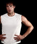 picture of fitness  - sporty athlete man portrait on black background - JPG 