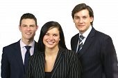 stock photo of business people  - small group of three business people with smiling faces - JPG 