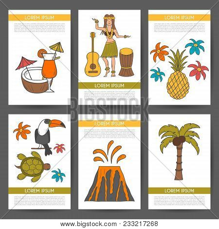 vector hand drawn hawaii background poster id 233217268 cartoon vacation pictures