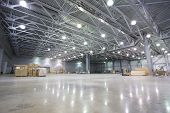 pic of industrial  - Large modern storehouse with some goods - JPG 