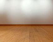 foto of floors  - Empty white wall with spot lights and wooden floor - JPG 