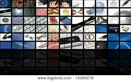Picture or Photo of Business and technology composition with many images