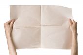 stock photo of newspaper  - Hands holding blank newspaper - JPG 
