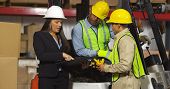 picture of employee  - Employees work together in shipping warehouse - JPG 