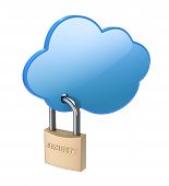 picture of security  - Cloud computing security concept with locked cloud - JPG 