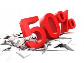stock photo of break  - 50 percent discount breaks ground - JPG 