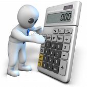foto of zero  - A man with a big calculator which shows zero - JPG 