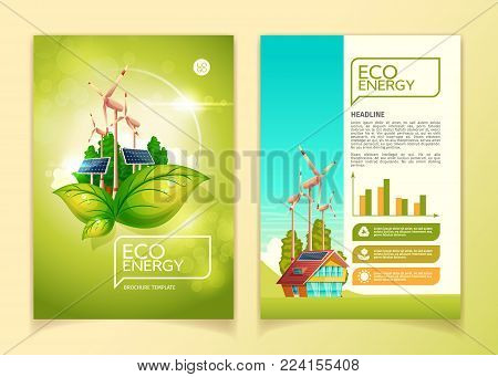 eco energy concept brochure template vector illustration for green green brochure
