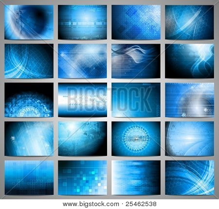 Picture or Photo of Big set of blue technical backgrounds. Vector illustration eps 10